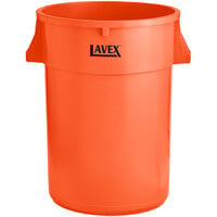 Lavex 44 Gallon Orange Round High Visibility Commercial Trash Can