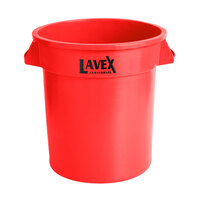 Lavex Janitorial 10 Gallon Red Round Commercial Trash Can / Ingredient Bin
