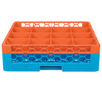 Carlisle RG16-1C412 OptiClean 16 Compartment Orange Color-Coded Glass Rack with 1 Extender