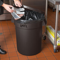 Lavex Janitorial 32 Gallon Brown Round Commercial Trash Can and Lid