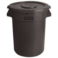 Lavex 32 Gallon Brown Round Commercial Trash Can and Lid