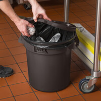 Lavex Janitorial 10 Gallon Brown Round Commercial Trash Can and Lid