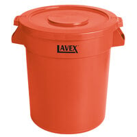 Lavex 20 Gallon Orange Round High Visibility Commercial Trash Can and Lid