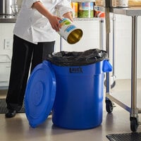 Lavex Janitorial 20 Gallon Blue Round Commercial Trash Can and Lid
