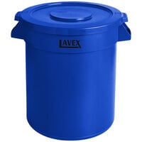 Lavex 20 Gallon Blue Round Commercial Trash Can and Lid
