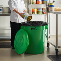 Lavex Janitorial 32 Gallon Green Round Commercial Trash Can and Lid