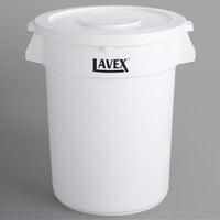 Lavex 32 Gallon White Round Commercial Trash Can and Lid