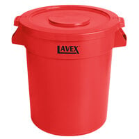 Lavex 20 Gallon Red Round Commercial Trash Can and Lid