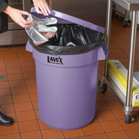 Lavex Janitorial 32 Gallon Purple Round Commercial Trash Can and Lid
