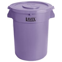 Lavex 32 Gallon Purple Round Commercial Trash Can and Lid