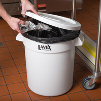 Lavex Janitorial 20 Gallon White Round Commercial Trash Can and Lid
