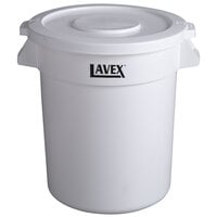 Lavex 20 Gallon White Round Commercial Trash Can and Lid