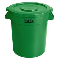 Lavex 20 Gallon Green Round Commercial Trash Can and Lid