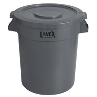 Lavex Janitorial 20 Gallon Gray Round Commercial Trash Can and Lid