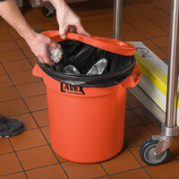 Lavex Janitorial 10 Gallon Orange Round High Visibility Commercial Trash Can and Lid