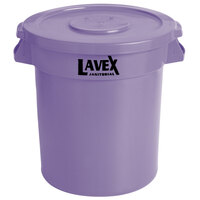 Lavex Janitorial 10 Gallon Purple Round Commercial Trash Can and Lid