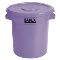 Lavex 10 Gallon Purple Round Commercial Trash Can and Lid