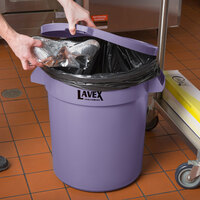 Lavex Janitorial 20 Gallon Purple Round Commercial Trash Can and Lid