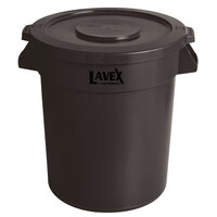 Lavex Janitorial 20 Gallon Brown Round Commercial Trash Can and Lid