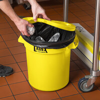 Lavex Janitorial 10 Gallon Yellow Round Commercial Trash Can and Lid