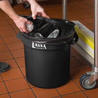 Lavex Janitorial 10 Gallon Black Round Commercial Trash Can and Lid