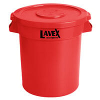 Lavex Janitorial 10 Gallon Red Round Commercial Trash Can and Lid