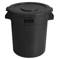 Lavex Janitorial 20 Gallon Black Round Commercial Trash Can and Lid