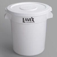 Lavex Janitorial 10 Gallon White Round Commercial Trash Can and Lid