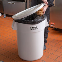 Lavex Janitorial 44 Gallon White Round Commercial Trash Can and Lid
