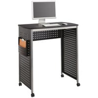 Safco 1908BL Scoot Stand-Up Black / Silver Mobile Computer Desk - 39 1/2" x 23" x 42"