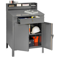 Tennsco SR58MG Medium Gray Steel Cabinet Shop Desk with Enclosed Cabinet - 36 inch x 30 inch x 53 3/4 inch