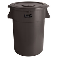 Lavex Janitorial 44 Gallon Brown Round Commercial Trash Can and Lid
