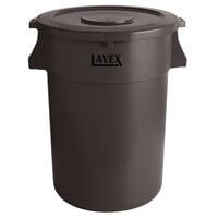 Lavex 44 Gallon Brown Round Commercial Trash Can and Lid