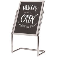 Aarco P-17C Chrome 25 inch x 48 inch Double Pedestal Sign Stand with Markers
