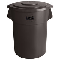 Lavex Janitorial 55 Gallon Brown Round Commercial Trash Can and Lid
