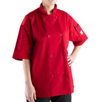 Mercer Culinary Millennia Air® M60019 Unisex Red Customizable Short Sleeve Cook Jacket with Full Mesh Back - XL