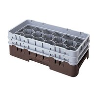 Cambro 17HS800167 Camrack 8 1/2 inch High Brown 17 Compartment Half Size Glass Rack