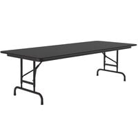 Correll 30 inch x 60 inch Black Granite Light Duty Melamine Adjustable Height Folding Table with Black Frame