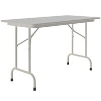 Correll 24 inch x 48 inch Gray Granite Light Duty Melamine Folding Table with Gray Frame