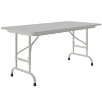 Correll 24" x 48" Gray Granite Light Duty Melamine Adjustable Height Folding Table with Gray Frame