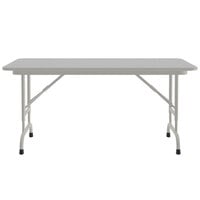 Correll 24 inch x 48 inch Gray Granite Light Duty Melamine Adjustable Height Folding Table with Gray Frame