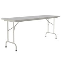 Correll 24 inch x 96 inch Gray Granite Light Duty Melamine Folding Table with Gray Frame