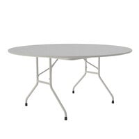 Correll 60" Round Gray Granite Light Duty Melamine Folding Table with Gray Frame