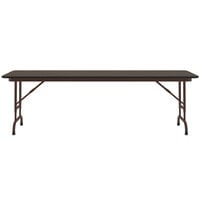 Correll 24 inch x 60 inch Walnut Light Duty Melamine Adjustable Height Folding Table with Brown Frame