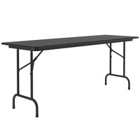 Correll 24 inch x 96 inch Black Granite Light Duty Melamine Folding Table with Black Frame