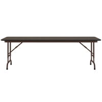 Correll 24 inch x 72 inch Walnut Light Duty Melamine Adjustable Height Folding Table with Brown Frame