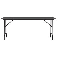 Correll 24 inch x 60 inch Black Granite Light Duty Melamine Folding Table with Black Frame
