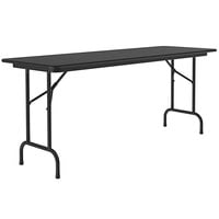 Correll 24 inch x 60 inch Black Granite Light Duty Melamine Folding Table with Black Frame