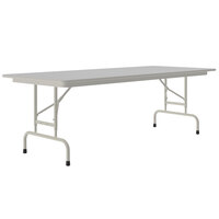 Correll 30 inch x 60 inch Gray Granite Light Duty Melamine Adjustable Height Folding Table with Gray Frame