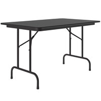 Correll 30 inch x 48 inch Black Granite Light Duty Melamine Folding Table with Black Frame